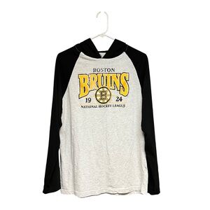 NHL Boston Bruins Black and White Long Sleeve Hooded Shirt